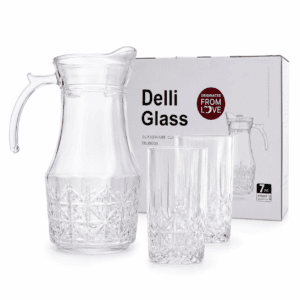 Set de Jarra con Vasos de Vidrio para Agua y Jugo – Ideal para Mesa o Regalo - Imagen 1