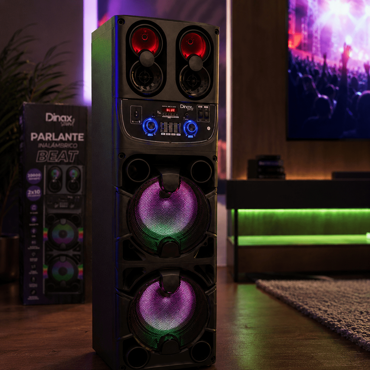 Parlante Dinax Beat 2×10" Inalámbrico Recargable con Micrófono 1