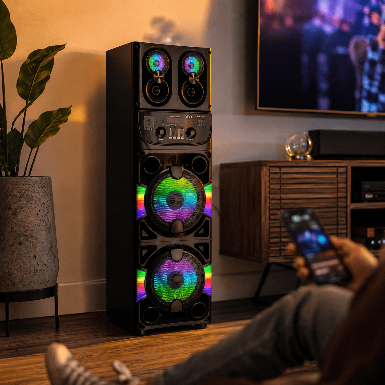 Parlante Inalámbrico DFO Infinity 2x10 Pulgadas Bluetooth con Luces 1